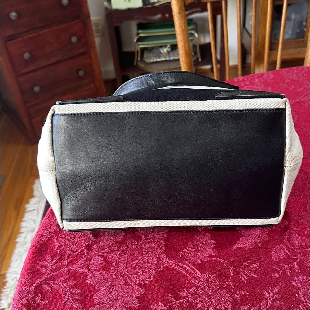 Balenciaga Black Leather & Cream Canvas Tote Bag & Zip Pouch - Picture 5 of 12